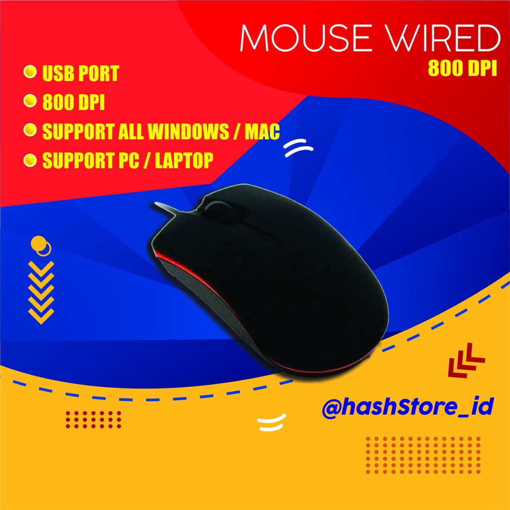 MOUSE KABEL USB 800 DPI - HITAM