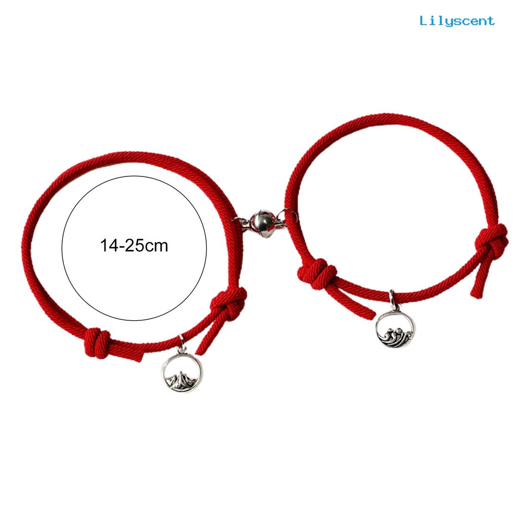 2pcs Gelang Magnet Model Kepang Dapat Disesuaikan Untuk Pasangan