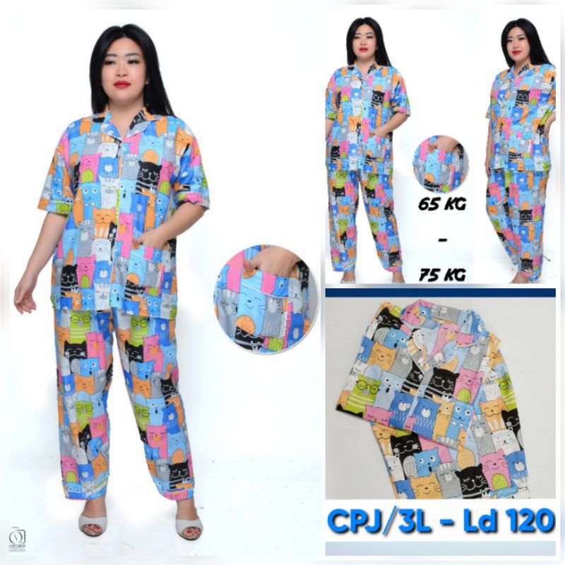 BAJU TIDUR BIG SIZE LD 120 130/PIYAMA SET CELANA JUMBO MOTIF KARAKTER