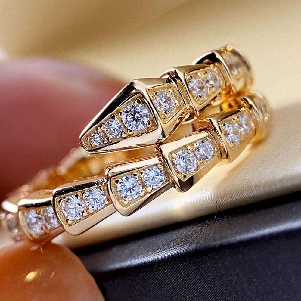 REBUY Rebuy Snake Ring Unik Kepribadian Vintage Berlian Imitasi Tembaga Hadiah Hari Valentine Punk Ring