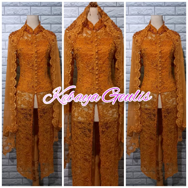 atasan kebaya pesta kebaya besan kebaya ibu hajat kebaya semata kaki warna gold mewah kebaya brukat 