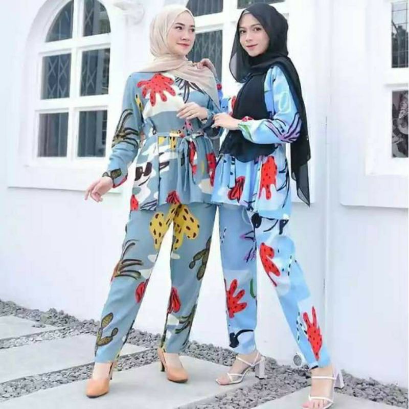 ERDE SET / ONE SET JUMBO XXL - STANDART XL  / YOSIE SET ONESET MOTIF ABSTRAK DAILY SET HOMEWEAR HOMEY SETELAN WANITA MOTIF TIE DYE   ONE SET RAYON-4