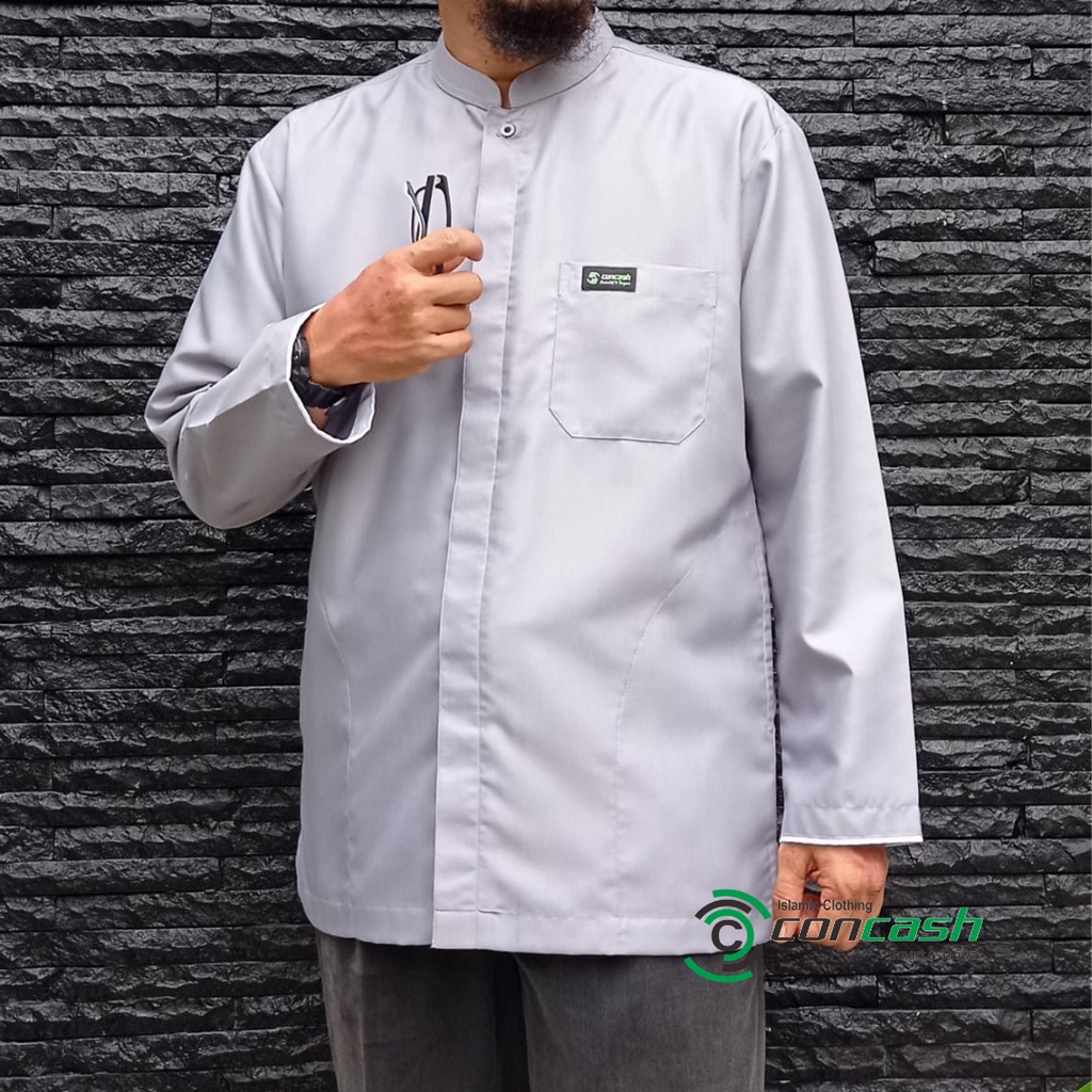 Kemeja koko lengan panjang - kemeja koko premium - koko warna Abu