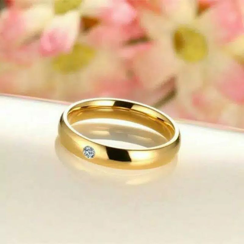 CINCIN TITANIUM WARNA EMAS DIAMON CINCIN PRIA-WANITA