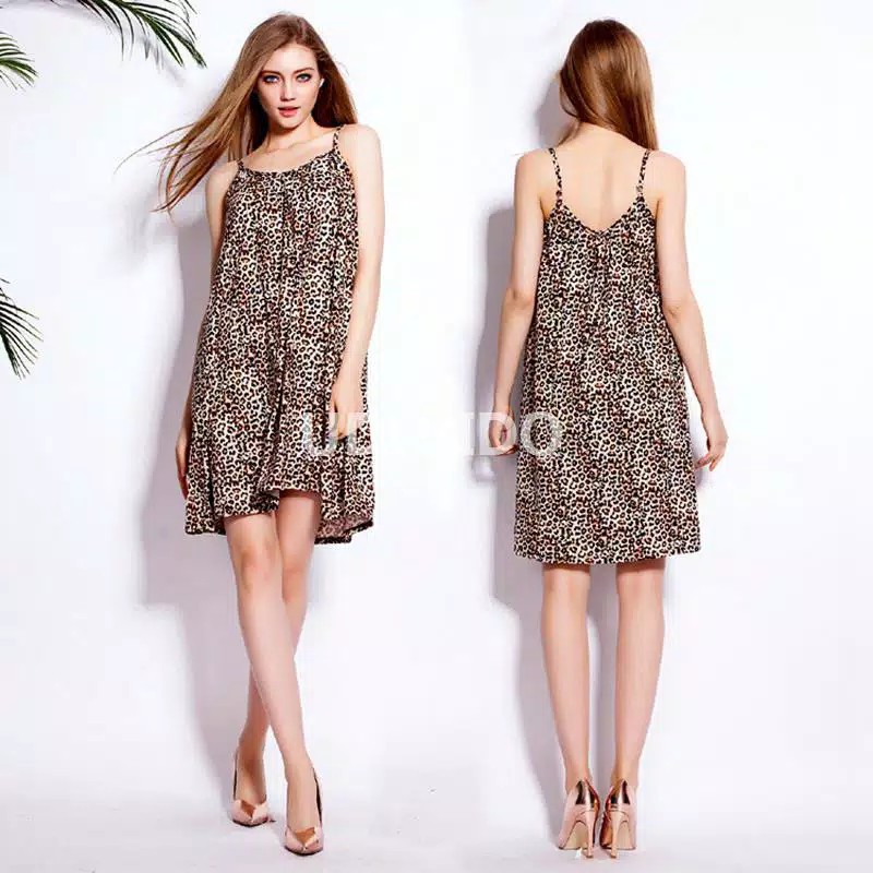 Daster Wanita Leopard Cantik Sexy /Daster Bali/DRESS LOBEK PENDEK MACAN Pendek Rayon Bali