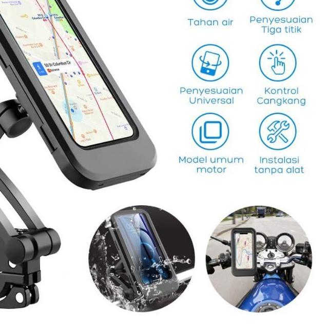 ➽ LC - Holder WATERPROOF STANG HM 18 360⁰ motor Stang /sepeda waterproof 360 card holder HP motor st