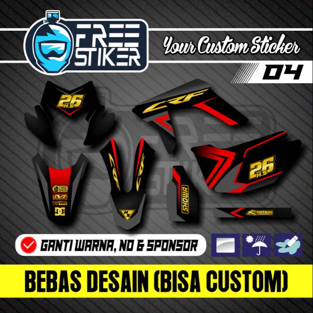 DECAL STICKER CRF 150 L MERAH GOLD ABU CUSTOM