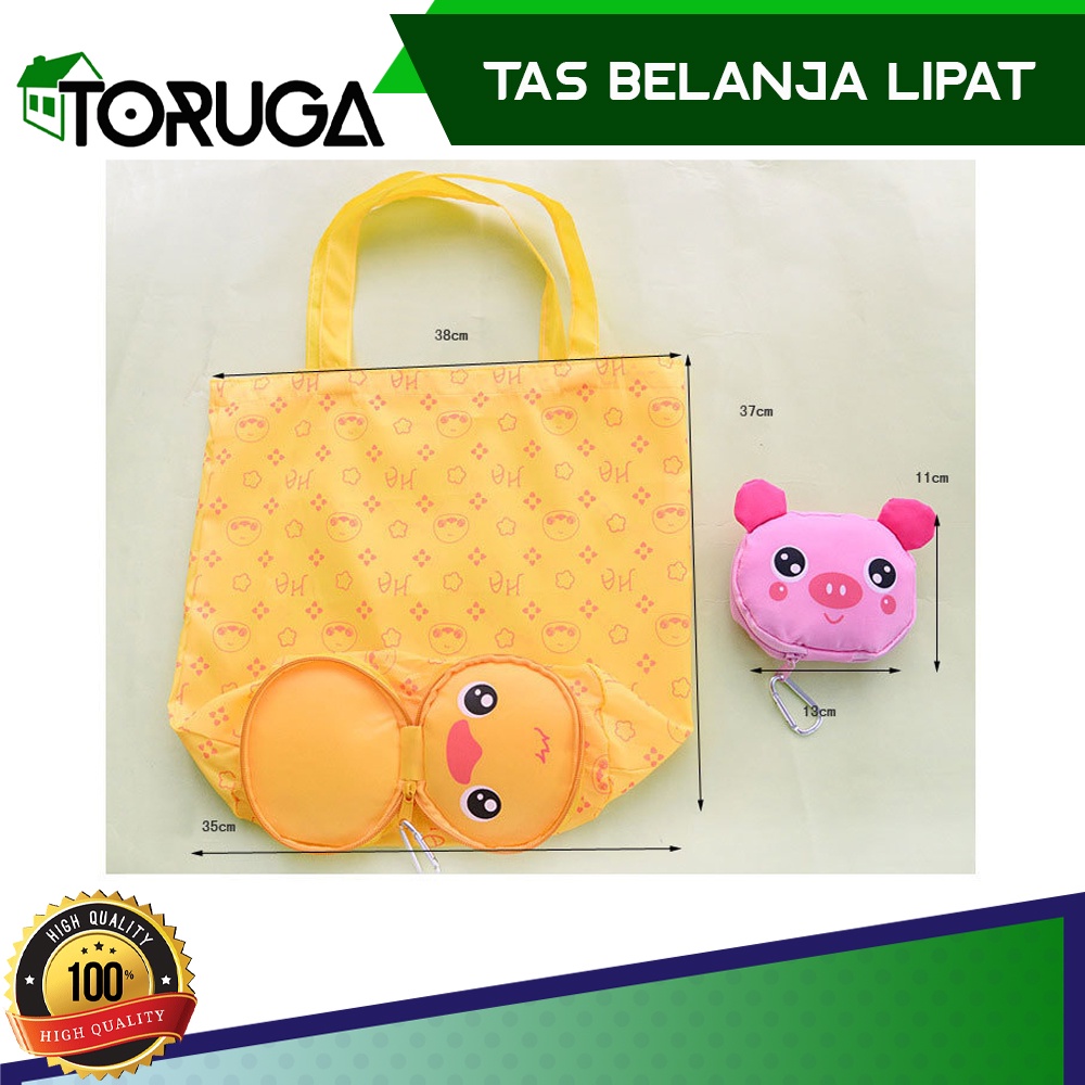 TOTE BAG KARAKTER TAS KANTONG BELANJA LUCU SHOPPING REUSABLE TAS LIPAT MINI