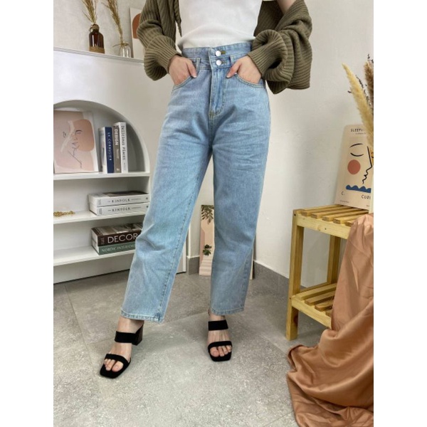 Celana jeans panjang boyfriend high waist jeans wanita kekinian-classic,xl