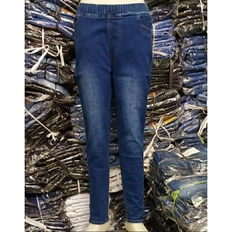 Legging jeans wanita/Celana pinggang karet size 27-34