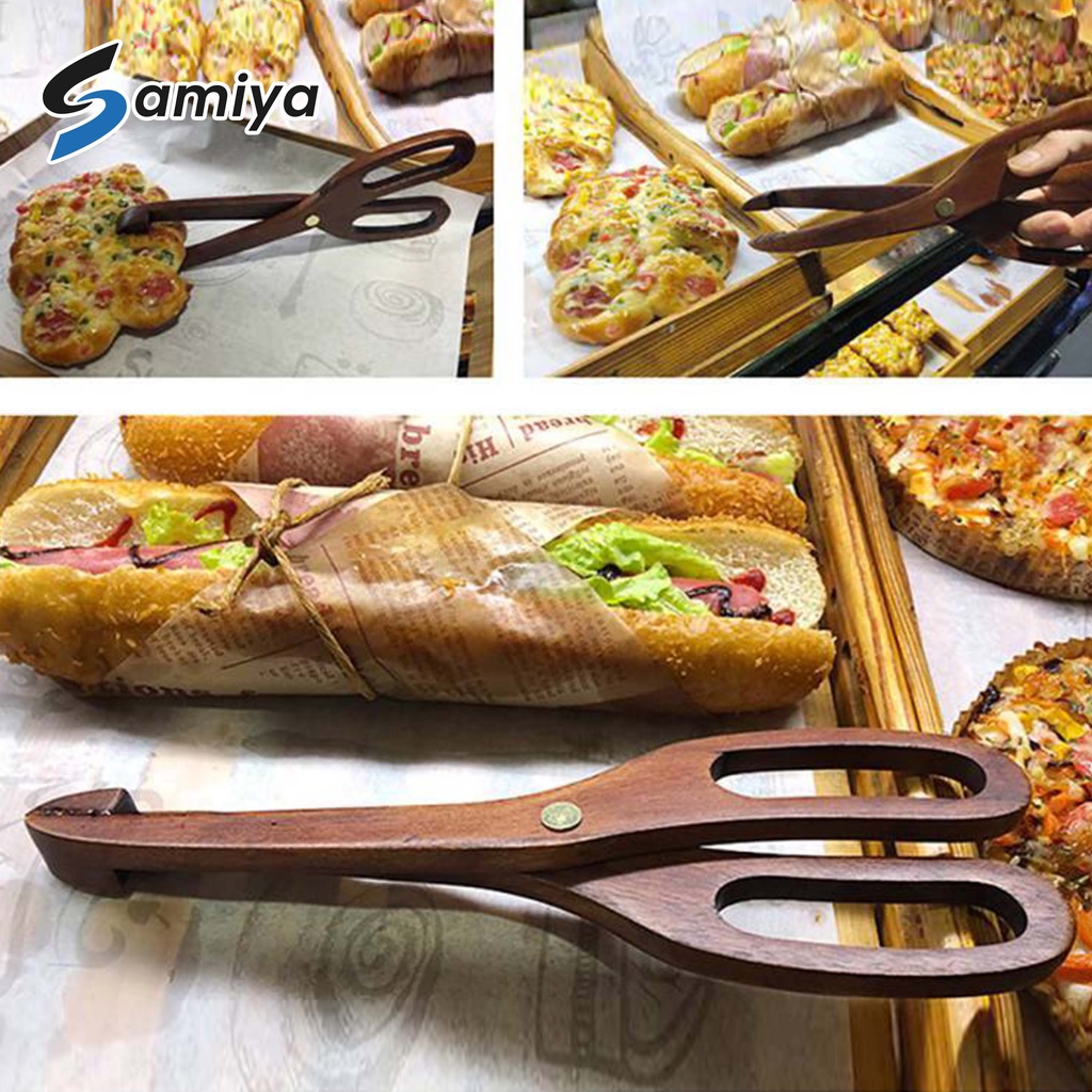 creative wooden kitchen food tong scissor / gunting kayu penjepit pencapit makanan roti snack gorengan cemilan / capitan kayu serbaguna / wood food tongs jepitan