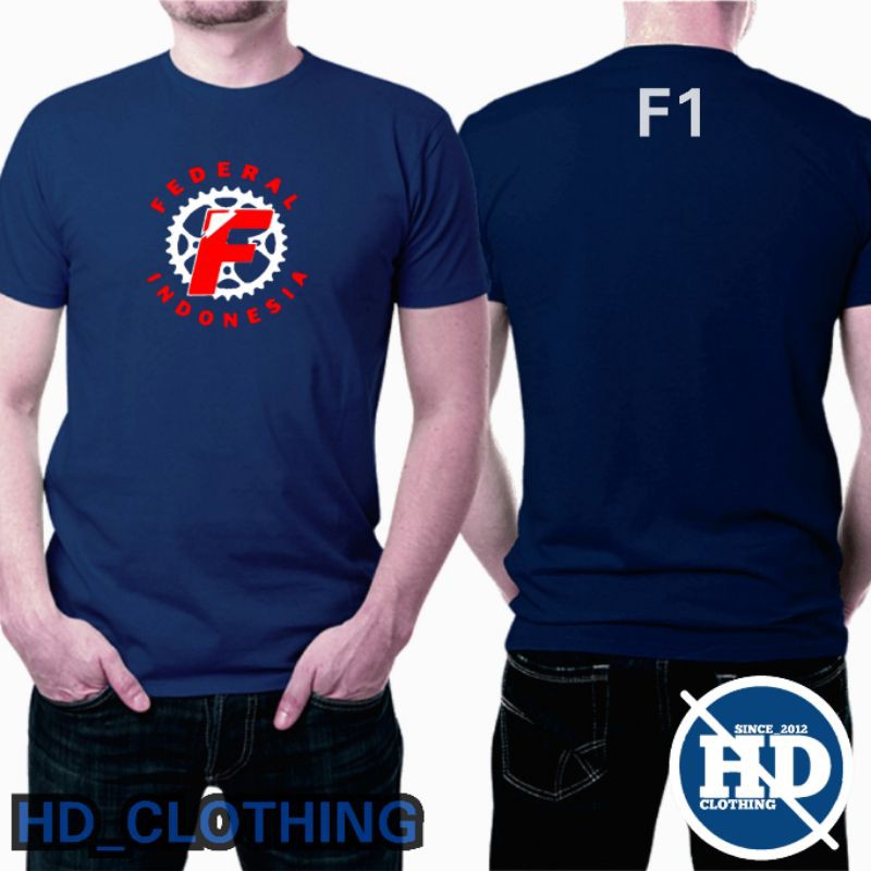 baju atasan keluarga motif sepeda anak dan dewasa warna biru navy logo federal