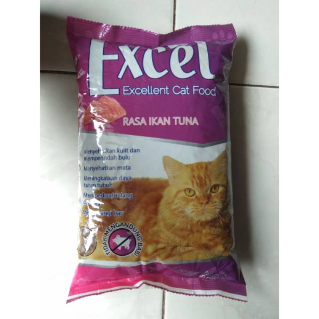 Makanan kucing Excel 500 gr Varian Tuna bentuk ikan cat food 500gr