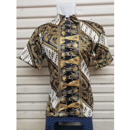 Kemeja Batik Pria Lengan Panjang Dan Lengan Pendek Motif Tumpal Gold