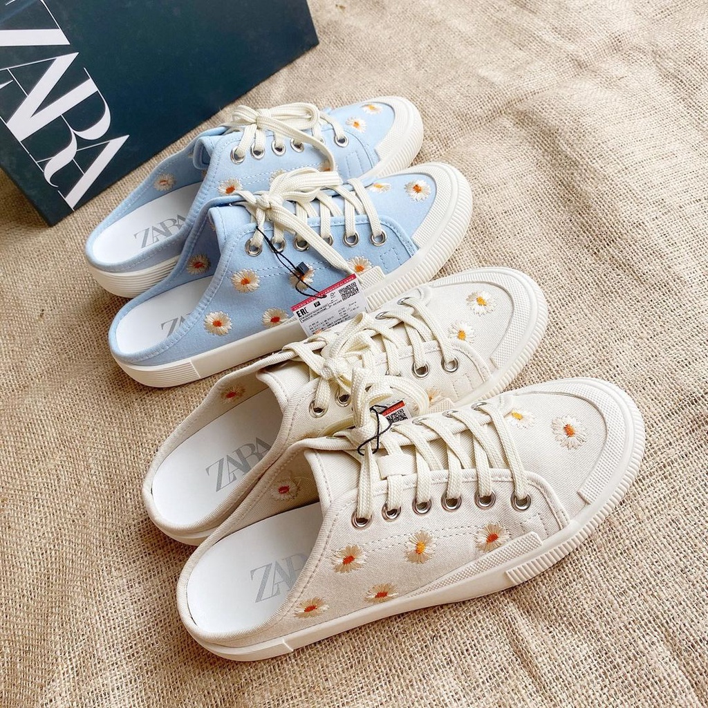 TMZ325 SEPATU WANITA ZARA FLOWER SNEAKERS SLIP ON ORI IMPORT