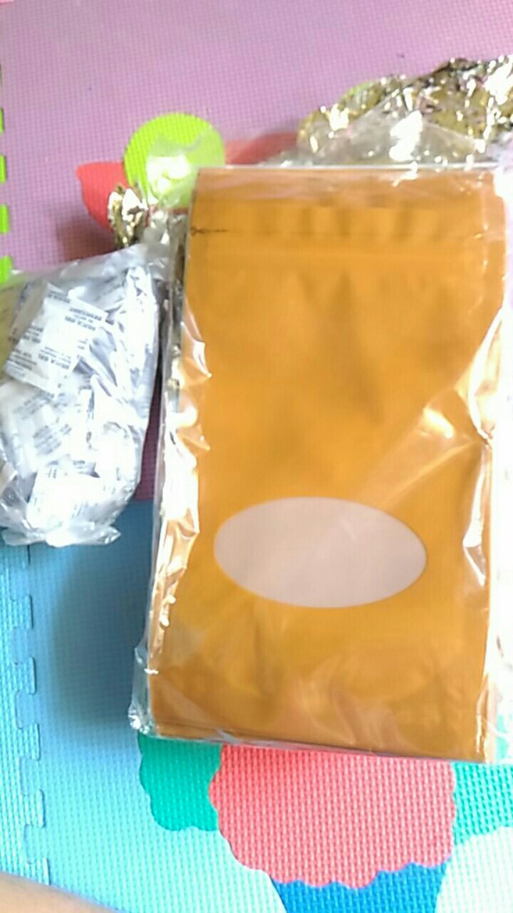 [50 Pcs] Kemasan Standing Pouch Berdiri Window Oval Orange 14 X 23 / 14x23 / 500 Gr Klip