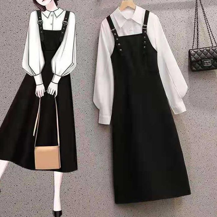 Terlaris.. Kemeja   yang menutupi setelan pelangsing perut, gaun tali, setelan wanita，dress kodok wa