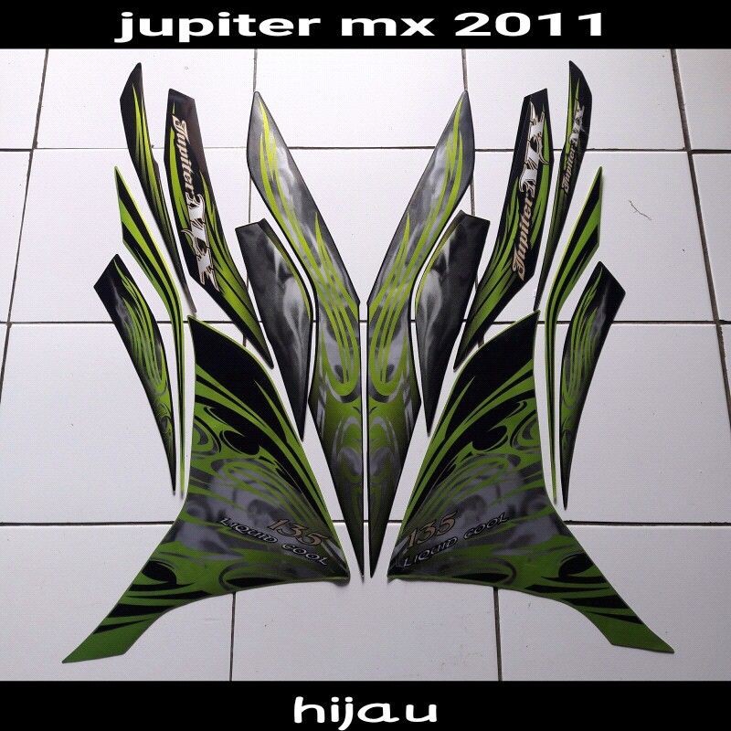Striping sticker lis body yamaha jupiter mx new 135 2011 hitam hijau