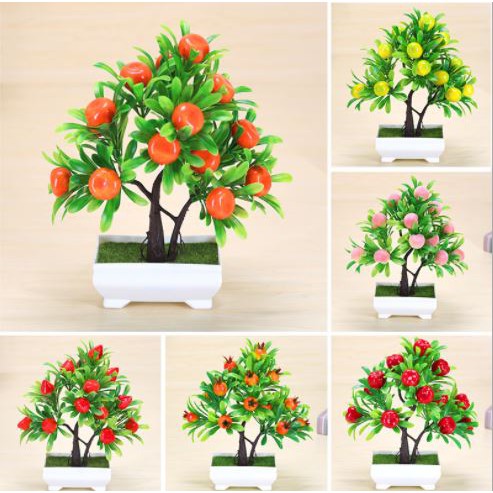 COD TJM Ornamen Bunga plastik Buatan Dekorasi Rumah/Flower Artifisial Vas Pot Buah BUNGA KODE14-4