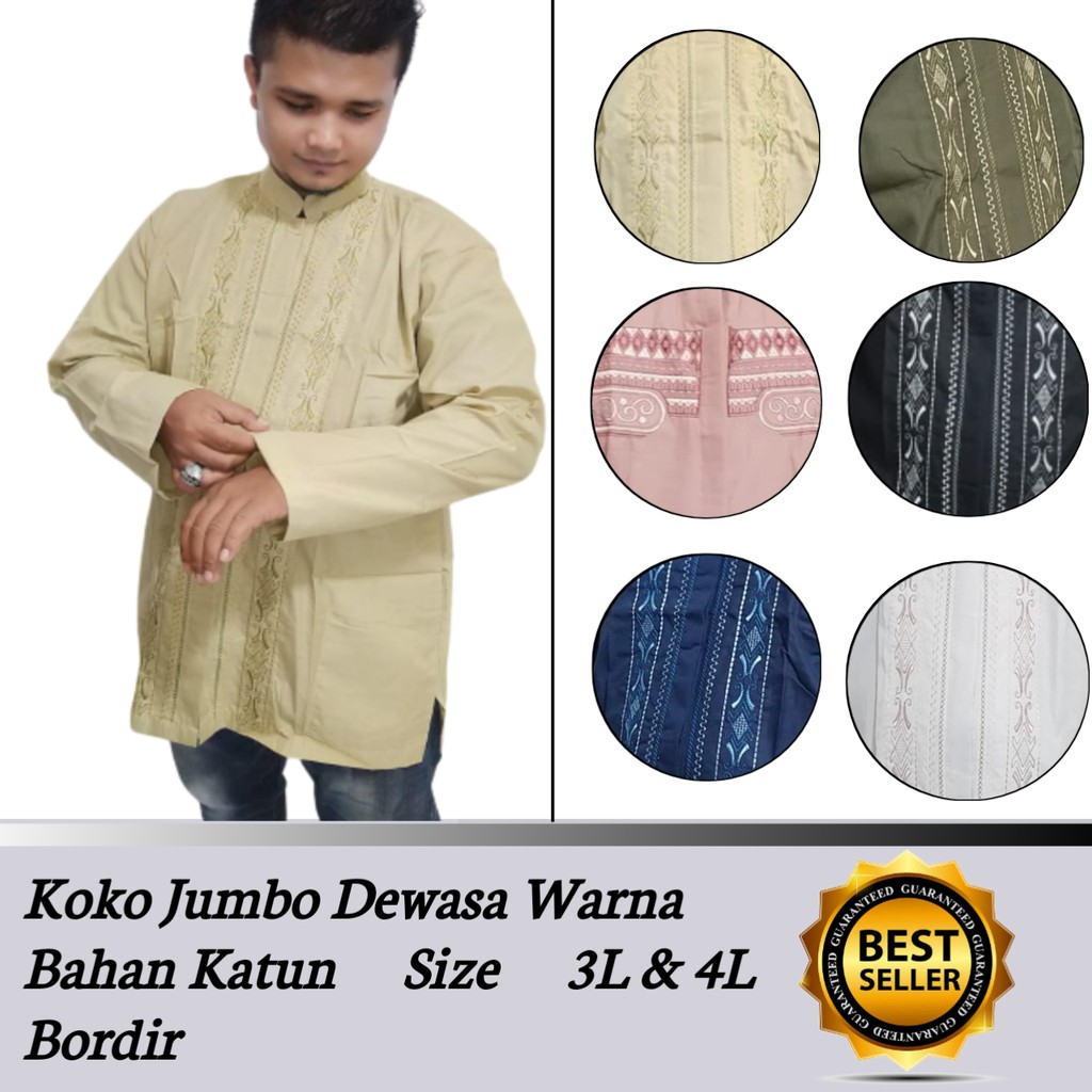 baju koko warna ukuran jumbo bahan katun harga grosir