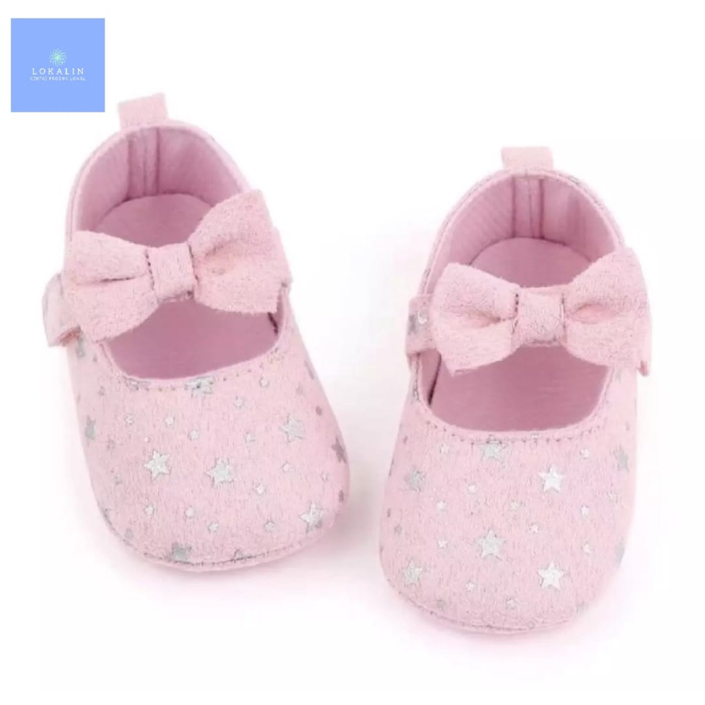 Sepatu Bayi Perempuan Motif Bintang-Prewalker Pita 0-14 Bulan