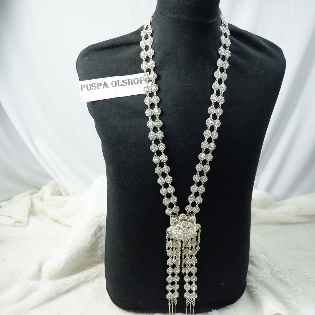 Kalung Karset Bunga Premium Silver