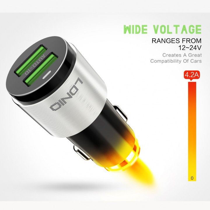 Original LDNIO C403 V8 Car Charger 2 USB Port Quick Charging 5V 4.2A