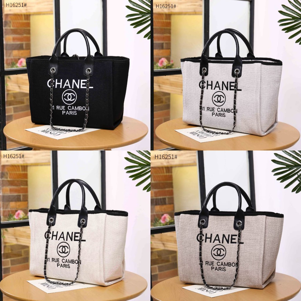 chanel canvas deauville tote