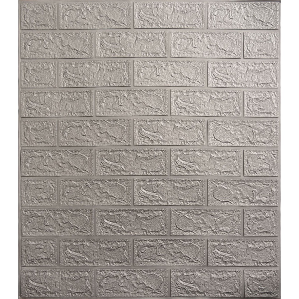 [BISA COD] Wallpaper Dinding Stiker Wallfoam 3D Sticker Dekorasi Kamar Rumah Murah Motif Bata-Abu-Abu