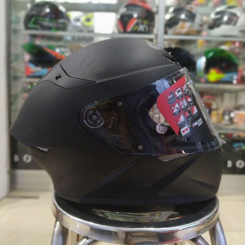Helm Fullface Kyt TT Course Plain Black Matt TTC Hitam Doff Polos
