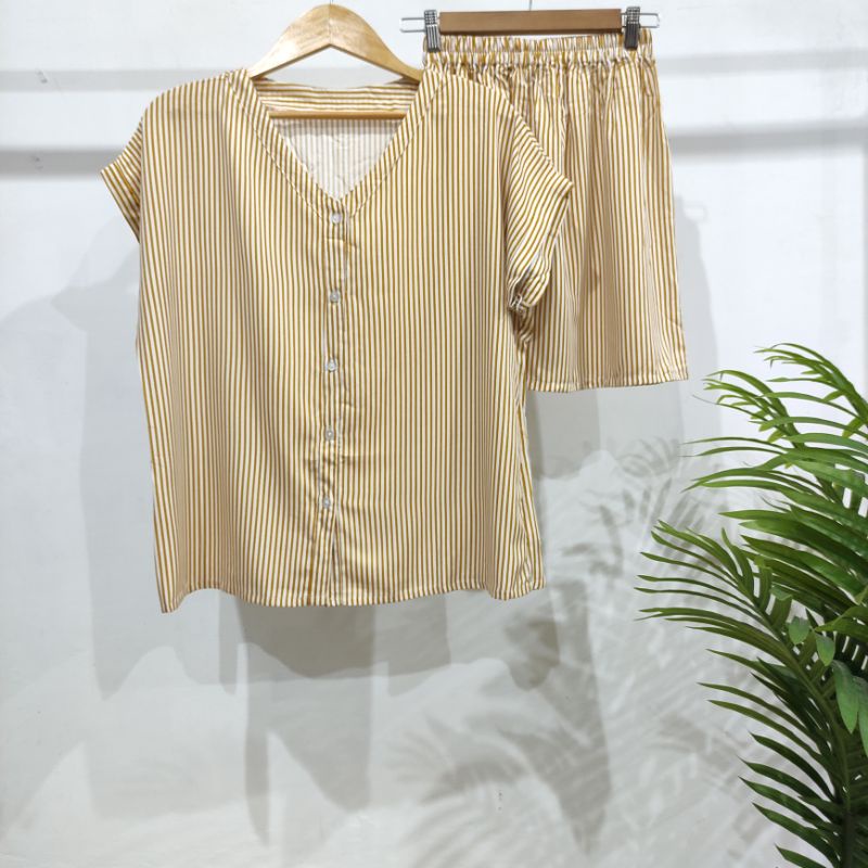 PIYAMA KANCING PENDEK HITS PIYAMA KANCING BUSUI | PIYAMA RAYON | HOMEWEAR-PD NK16