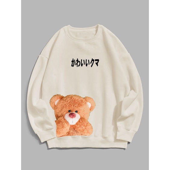 Sweater Wanita Coral Bear Crewneck wanita size M-XXL