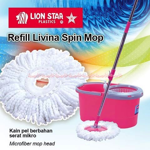 Lion Star Livina Spin Mop BM-47 Alat Pel Kain Pel Micro Daya Serap Tinggi Dan Mudah Dibilas