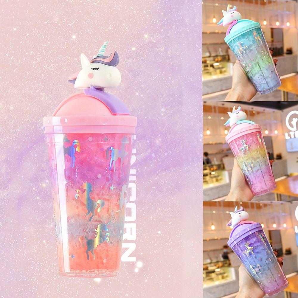 R-FLOWER 450ml Unicorn Water Cup Gift Peralatan Minum Portable Reusable