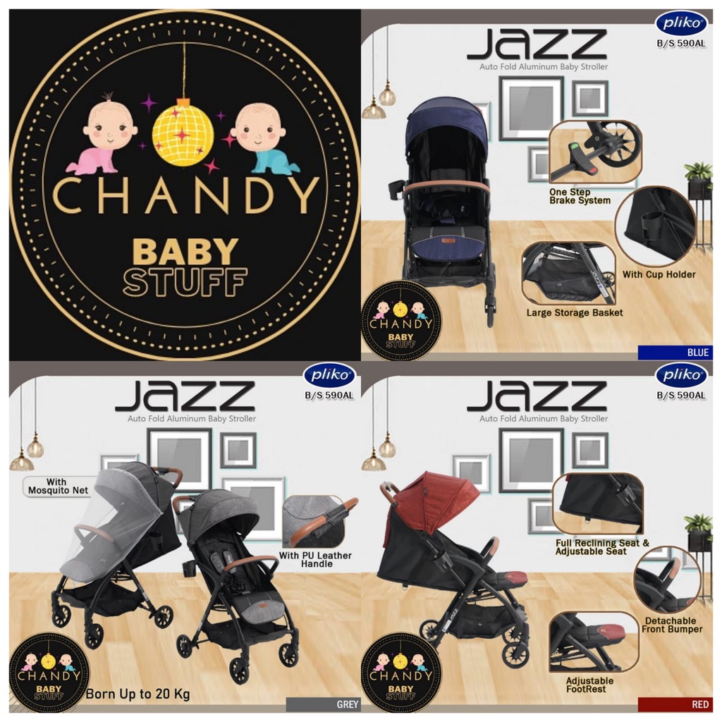 STROLLER BABY PLIKO JAZZ BS 590AL AUTO FOLD BISA LIPAT OTOMATIS CABIN SIZE