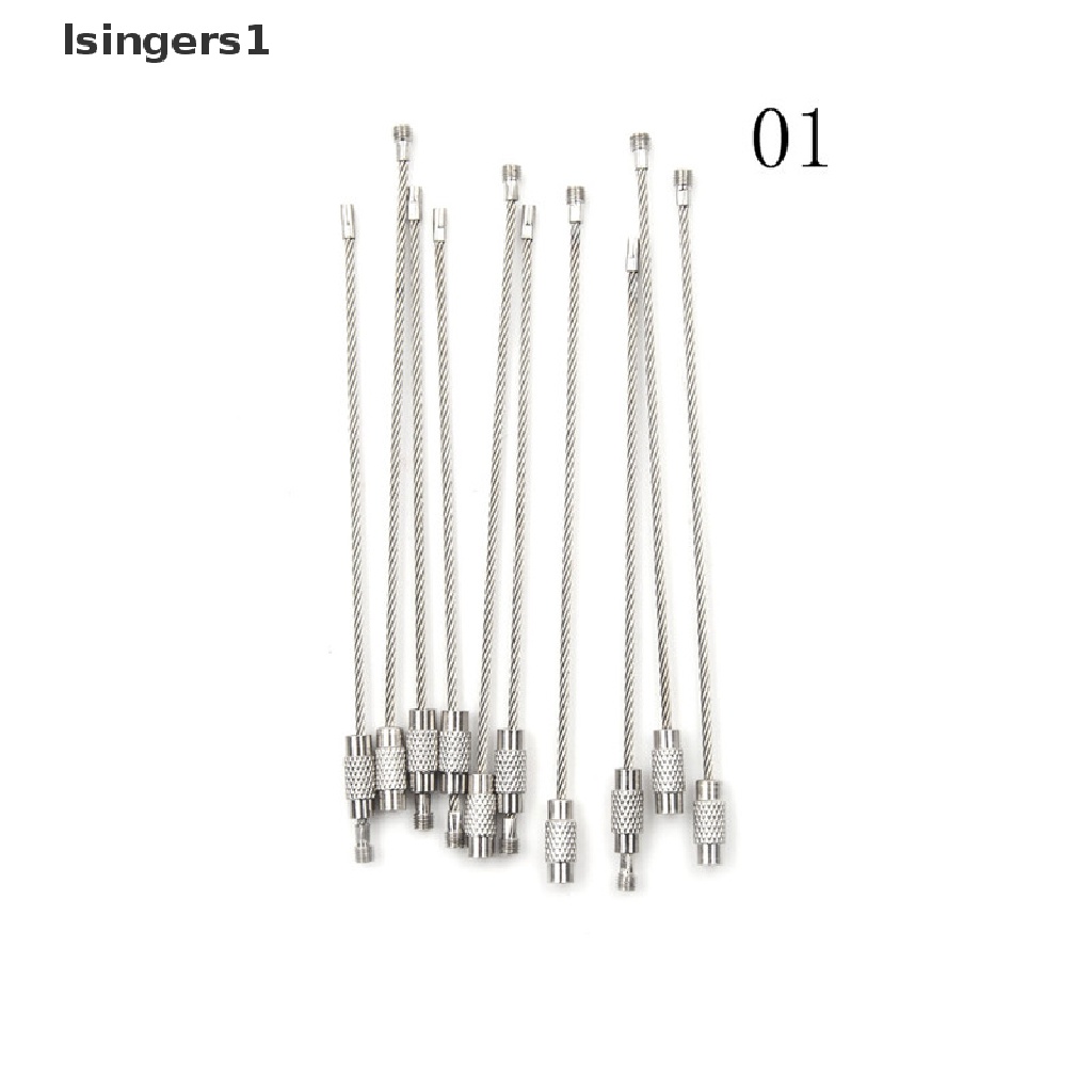 (lsingers1) 10pcs Gantungan Kunci Kabel Bahan Stainless Steel Ukuran 10 / 15 / 20cm Untuk Hiking