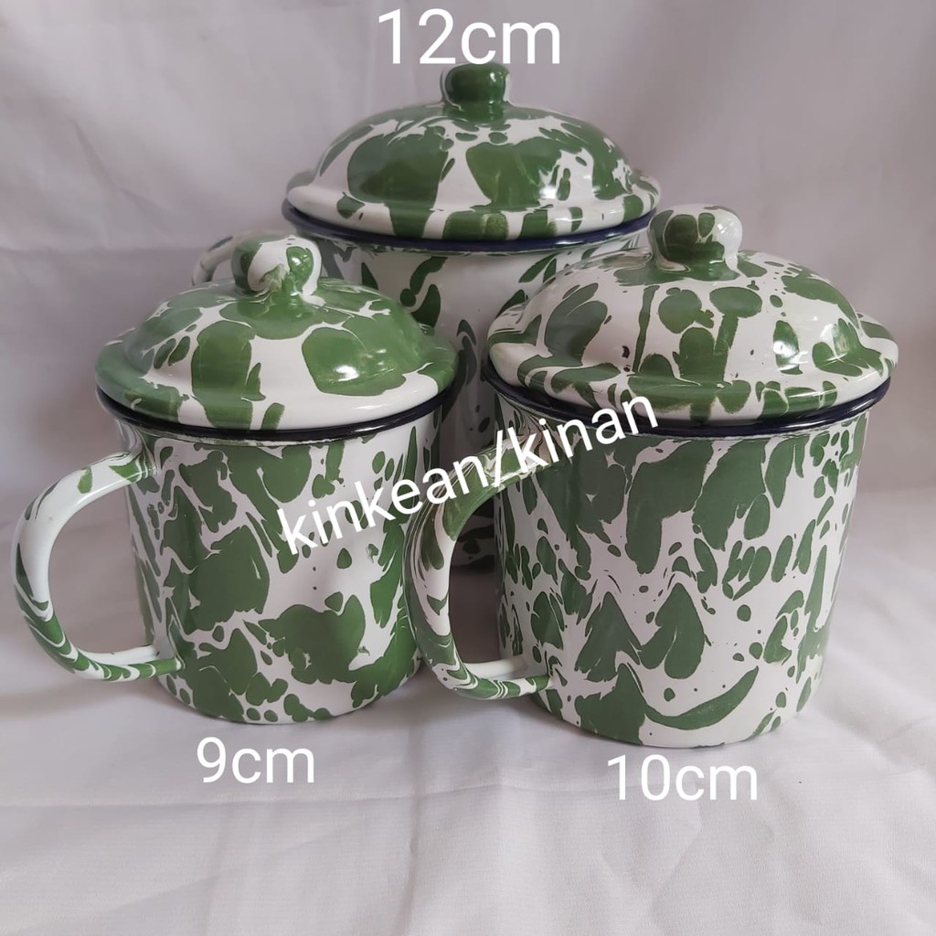 Cangkir Mug Gelas Lurik Enamel Seng Kaleng Jadul Kuno Vintage Retro