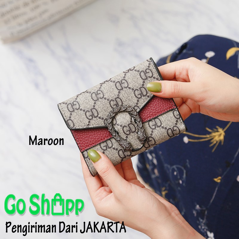 Dompet Wanita Import Premium - Dompet Lipat Wanita Fashion - Dompet Motif GD Kancing Ular [PD09]