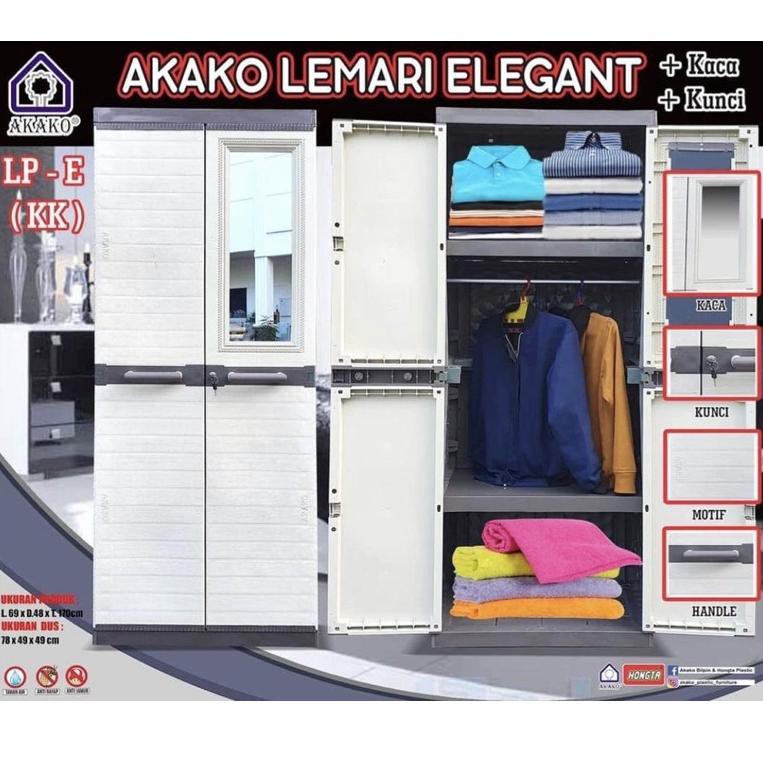 Art 35443 Lemari Pakaian Baju Gantung 2 Pintu Kaca Kunci Akako Lemari Elegant Lp2p Elegant Shopee Indonesia