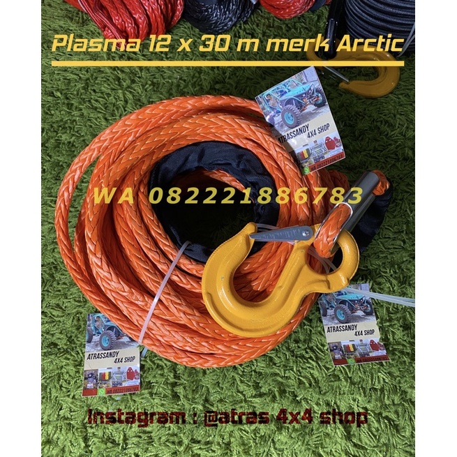 Jual tali winch pto plasma premium heavy duty 12mm x 30 meter 12 x 30