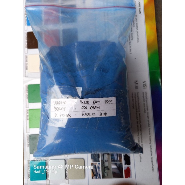 bubuk POWDER COATING warna BLUE TEXTURED GRIT DOFF