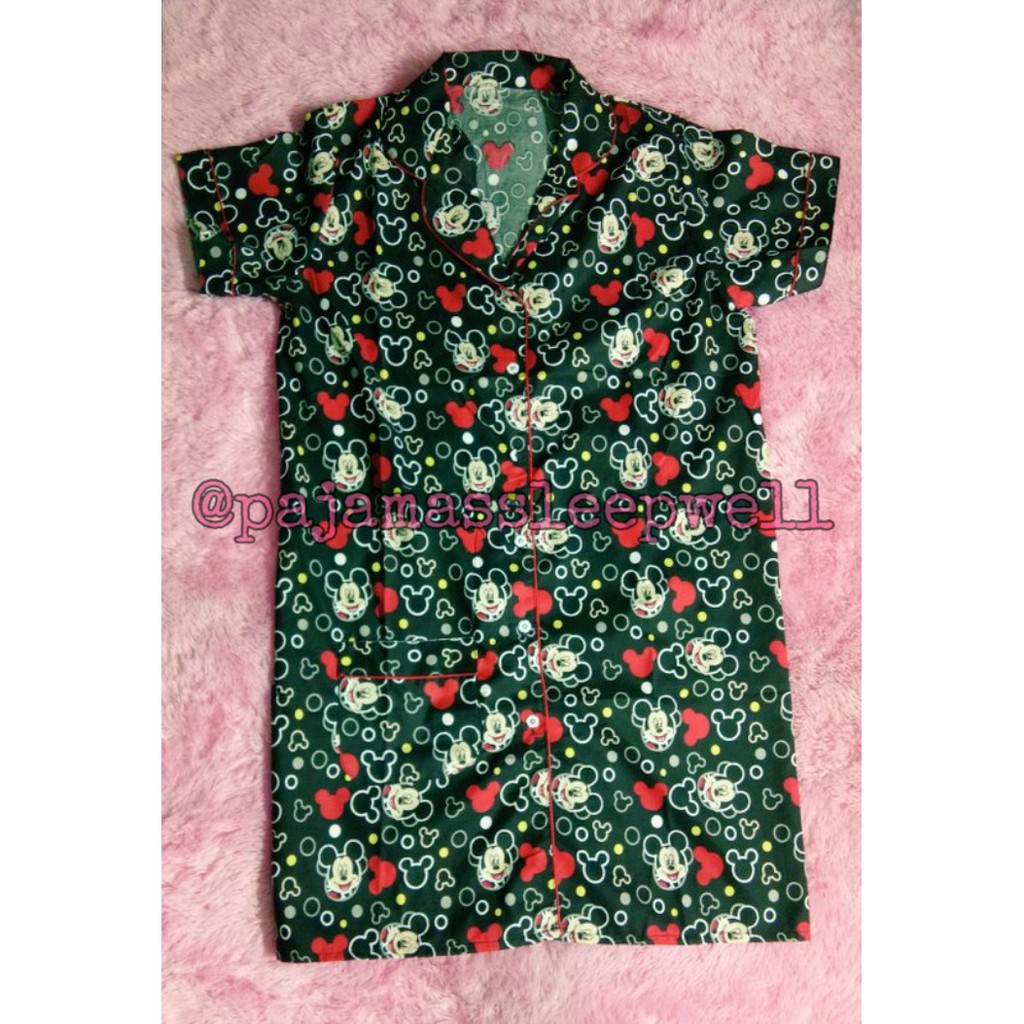 daster motif mickey mouse bahan katun baju tidur atau piyama