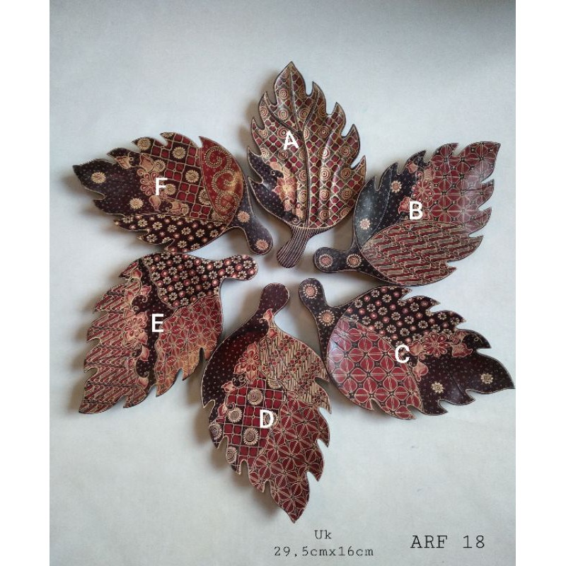 piring daun batik kayu tempat makan alat dapur dekorasi