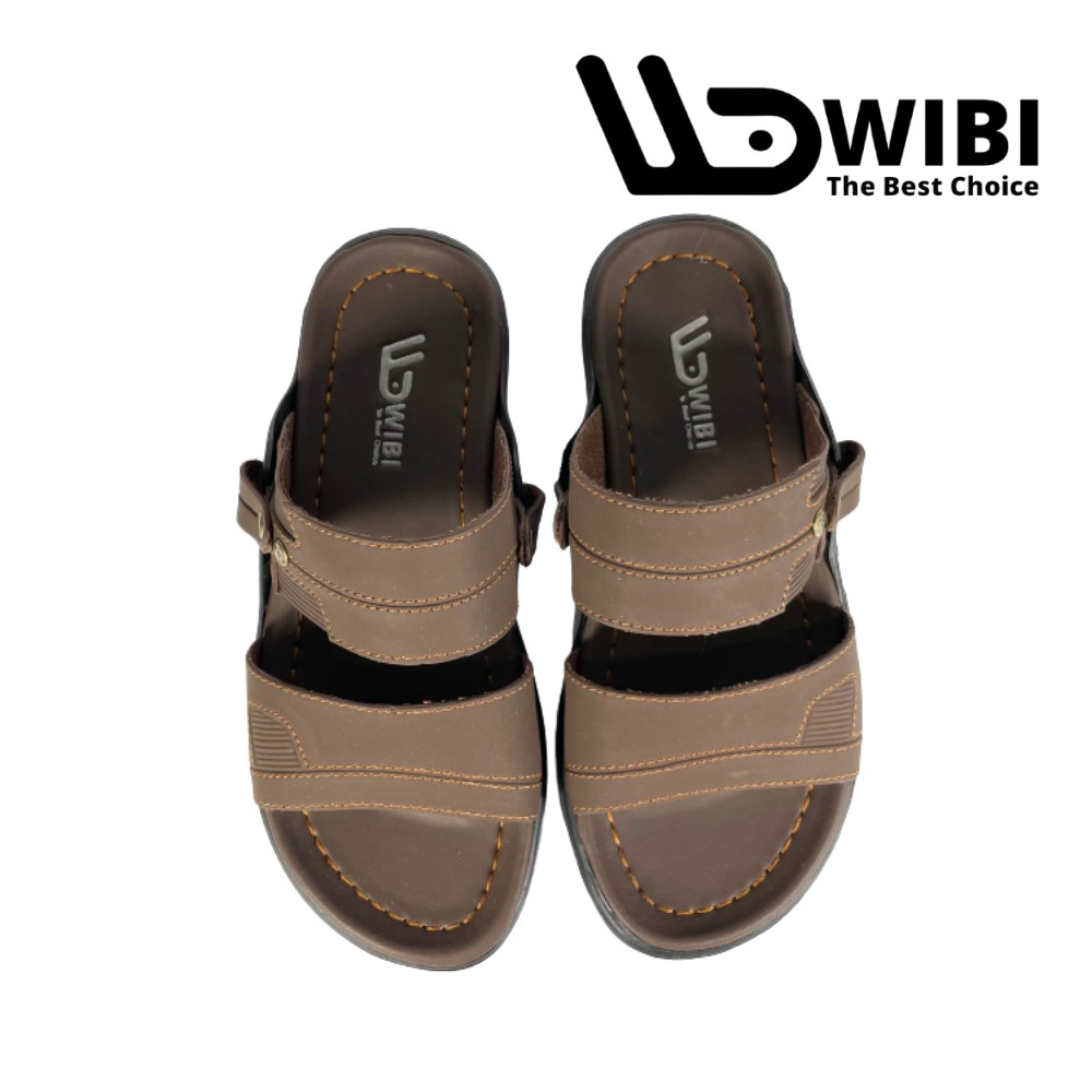 Sandal Slide Pria Cowok Kulit Original WIBI S 22 Sendal Fashion Casual Import Kantor Kerja Santai
