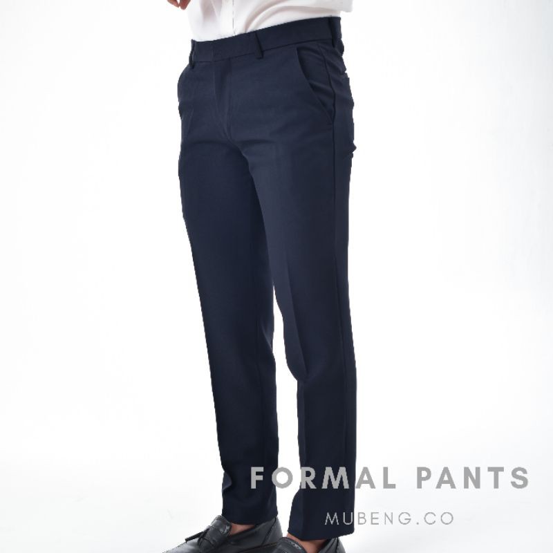 Celana formal/celana kantor/celana kerja/celana bahan slim fit pria biru dongker