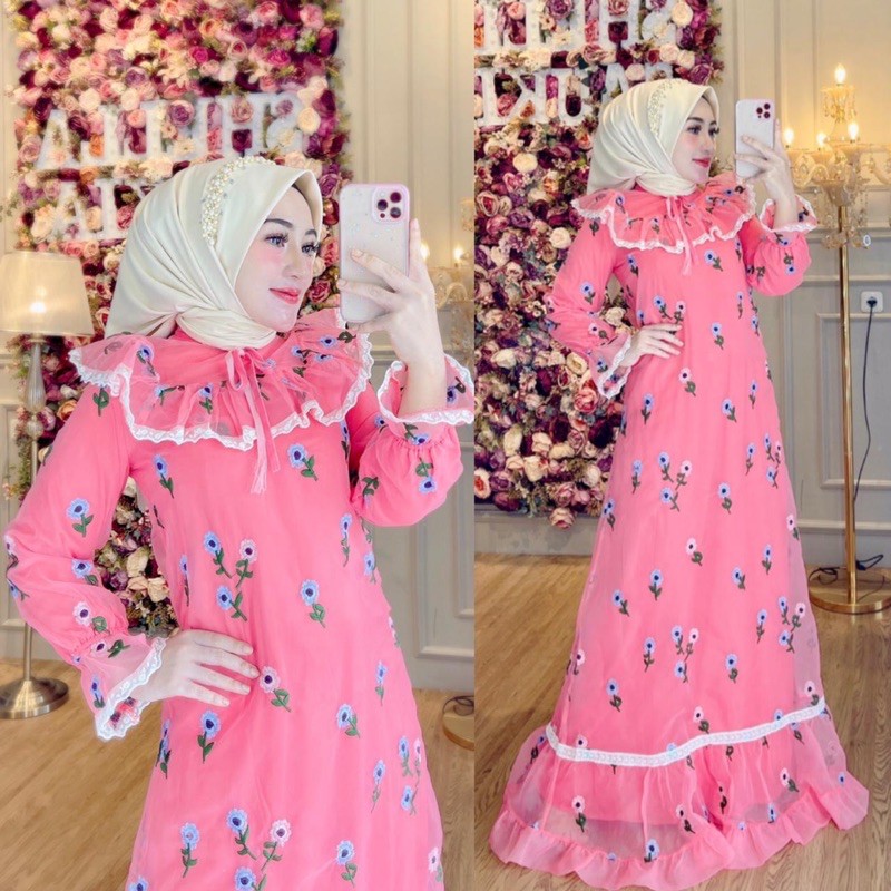 Dress bordir organdi original shellasaukia