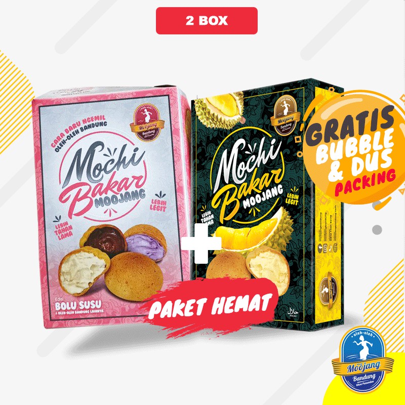 PAKET COMBO Mochi Bakar Durian Moojang Bandung dan Mochi Bakar Susu