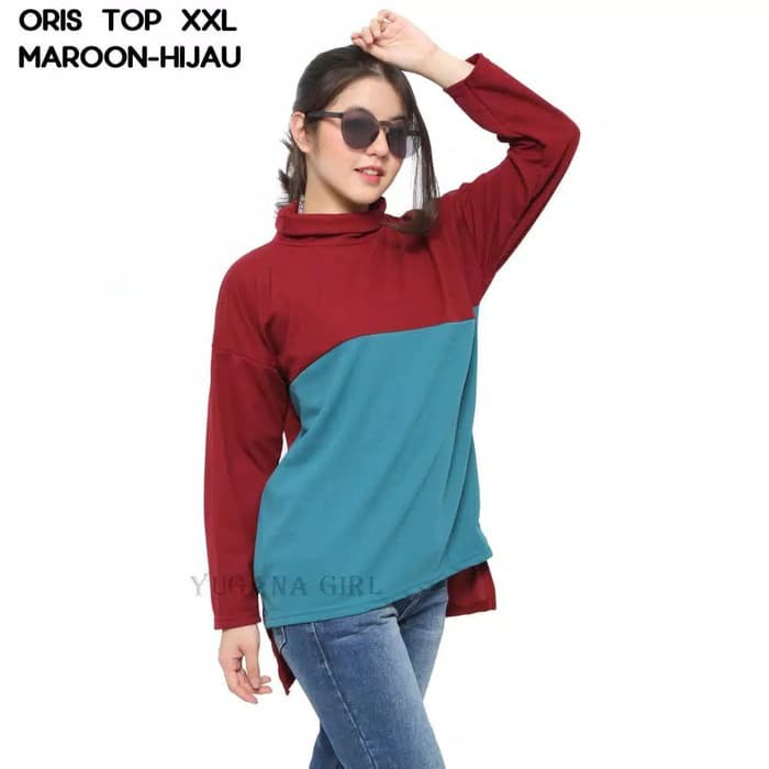 Baju Blouse Atasan XXL Jumbo Salur Murah Wanita Kekinian Silvi Top
