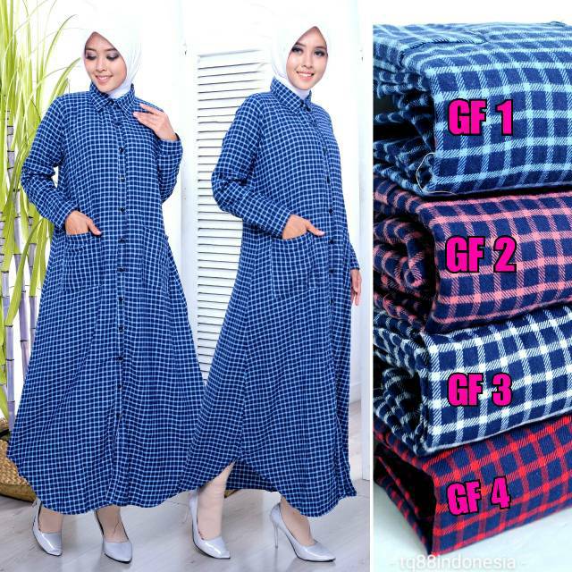 Gamis flanel/gamis kotak kotak/maxi kotak/gamis/maxi/long dress/long dress kotak