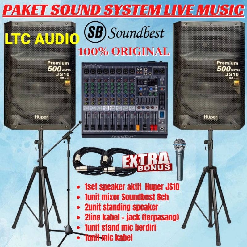 Paket Sound System Live Music Cafe HUPER 15 Inch + Mixer (Pro 7)